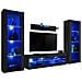 Komodee, Set di mobili porta TV Tivoli Grande RTV, Nero, LED Blu, Larghezza 250 cm x Altezza 159 cm x Profondità 35 cm, Per soggiorno, Camera da letto - Foto miniatura 1
