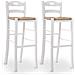 Coppia Di Sgabelli Da Bar Alti 80 Cm In Legno Bianco Con Manico Seduta In Paglia - Foto miniatura 3