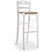 Coppia Di Sgabelli Da Bar Alti 80 Cm In Legno Bianco Con Manico Seduta In Paglia - Foto miniatura 5