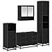 Set di mobili per il bagno 4 pcs Rovere Nero Legno multistrato - Foto miniatura 1