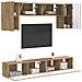 Set mobile TV Montaggio a parete 5 pcs Nero Legno multistrato - Foto miniatura 3