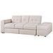 Divano Letto Beige Con Cassetti E Ottomano Contenitore Falster - Foto miniatura 12
