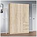 Guardaroba Fullerton, Armadio Per Camera Da Letto A 3 Ante E 3 Cassetti, Mobile Con 3 Ripiani E Barra Appendiabiti, 135x52h200 Cm, Rovere - Foto miniatura 1
