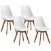 Set 4 Sedie Da Pranzo Stile Nordico In Plastica Con Gambe In Legno E Cuscino In Finta Pelle, Bianco - Foto miniatura 1