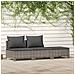 Set Divani Da Giardino 3 Pz Con Cuscini In Polyrattan Grigio - Foto miniatura 3