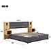 Letto Contenitore  Letto Imbottito 180 X 200 Cm, Letto Idraulico Ad Orecchie Larghe Con Connessione Usb, Con Illuminazione, Inclusi Due Comodini Con Vano Contenitore, Grigio + Naturale - Foto miniatura 4