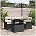 Set da Pranzo per Giardino di 5 Pezzi con Cuscini in Rattan Nero - Foto miniatura 2