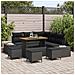 Set Divano Giardino 9 Pezzi con Cuscini Nero in Rattan Poli Acacia, Divano Giardino a Due Posti con Cuscini Nero in Rattan Poli, Set da Pranzo Giardino 4 Pezzi con Cuscini Nero in Rattan Poli Acacia - Foto miniatura 2
