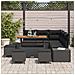 Set Divano Giardino 9 Pezzi con Cuscini Nero in Rattan Poli Acacia, Divano Giardino a Due Posti con Cuscini Nero in Rattan Poli, Set da Pranzo Giardino 4 Pezzi con Cuscini Nero in Rattan Poli Acacia - Foto miniatura 3