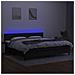 Letto a Molle Materasso e LED Nero 200x200cm in Tessuto - Foto miniatura 4