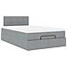 Pouf Letto con Materasso Grigio Chiaro 120x200 cm in Tessuto - Foto miniatura 6