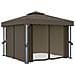 Gazebo Con Tende 3x3 Cm Grigio Talpa In Alluminio - Foto miniatura 3