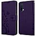 Custodia Compatibile Con Oneplus Nord Ce 5g In Lilla Scuro Fiore - Coperchio Protettivo In Design Floreale Con Chiusura Magnetica, Funzione Stand E Slot Per Carte - Foto miniatura 7