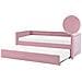 Letto Estraibile Velluto A Coste Mimizan 90 X 200 Cm Rosa - Foto miniatura 2
