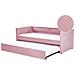 Letto Estraibile Velluto A Coste Mimizan 90 X 200 Cm Rosa - Foto miniatura 9