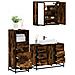 Set Mobili Da Bagno 3 Pz Rovere Fumo In Legno Multistrato - Foto miniatura 1