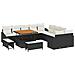 Set divani giardino 13 pezzi con cuscini polyrattan nero e acacia, Divano giardino 2 posti con spazio stoccaggio e cuscini polyrattan nero, Set giardino 3 pezzi con cuscini polyrattan nero e acacia - Foto miniatura 1