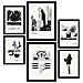 Set Di 6 Stampe Artistiche E Astratte Per L'interior Design Con Inchiostro Nero Per Il Cortile A3 & A4 Cornice Nera - Foto miniatura 1