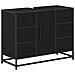Set di mobili per il bagno 4 pcs Rovere Nero Legno multistrato - Foto miniatura 6