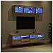 Unità a muro per TV con LED con led 5 pcs Rovere artigianale - Foto miniatura 5