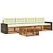 Set di divani da esterno con cuscino 5 pcs Naturale e Crema - Foto miniatura 1