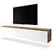 Kane - Mobile Tv Sospeso / Stile Scandinavo / Tavolino Tv Per Salotto / Porta Tv A Parete / Opzionali Luci Led (180 Cm, Quercia Dorata / Bianco Lucido, Senza Led)  - Foto miniatura 1
