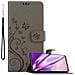 Custodia Compatibile Con Oneplus Nord Ce 5g In Grigio Fiore - Coperchio Protettivo In Design Floreale Con Chiusura Magnetica, Funzione Stand E Slot Per Carte - Foto miniatura 1