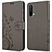 Custodia Compatibile Con Oneplus Nord Ce 5g In Grigio Fiore - Coperchio Protettivo In Design Floreale Con Chiusura Magnetica, Funzione Stand E Slot Per Carte - Foto miniatura 7