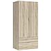 Guardaroba Burbank, Armadio Per Camera Da Letto A 2 Ante E 2 Cassetti, Mobile Per Camera Da Letto Con Barra Appendiabiti, 81x52h180 Cm, Rovere - Foto miniatura 2