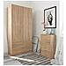 Guardaroba Burbank, Armadio Per Camera Da Letto A 2 Ante E 2 Cassetti, Mobile Per Camera Da Letto Con Barra Appendiabiti, 81x52h180 Cm, Rovere - Foto miniatura 4