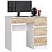 Scrivania per computer A7 destro, 4 cassetti, 90x50x77 cm, Colore Bianco e Sonoma Quercia - Foto miniatura 1