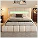 Omaha Letto Nuvola Led Con Cassettiera 140x190cm Velluto Beige - Foto miniatura 5