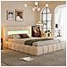 Omaha Letto Nuvola Led Con Cassettiera 140x190cm Velluto Beige - Foto miniatura 1