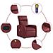 Poltrona Alzapersone Massaggi Reclinabile Rosso Vino Similpelle - Foto miniatura 7