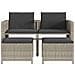 Divano Giardino 2Posti Tavolo Sgabelli Grigio Chiaro Polyrattan - Foto miniatura 5