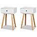 Comodini Set 2 Pz In Massello Di Pino 40x30x61 Cm Bianchi - Foto miniatura 1