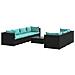 Set Divani Da Giardino 8 Pz Con Cuscini In Polyrattan Nero - Foto miniatura 1