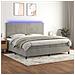 Letto a Molle Materasso e LED Grigio Chiaro 200x200 cm Velluto - Foto miniatura 8