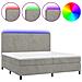 Letto a Molle Materasso e LED Grigio Chiaro 200x200 cm Velluto - Foto miniatura 1