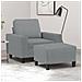 Poltrona con Poggiapiedi Grigio Chiaro 60 cm in Tessuto - Foto miniatura 2
