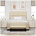 Letto con Rete Ammortizzata con Materasso & Panchina Crema 140x200 cm Tessuto - Foto miniatura 5