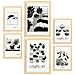 Set Di 6 Stampe Artistiche E Astratte Per L'interior Design Con Inchiostro Nero Per Il Giardino Succulento A3 & A4 Telaio In Legno Chiaro - Foto miniatura 1
