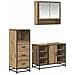 Set di mobili per il bagno con porta 3 pcs Rovere artigianale - Foto miniatura 1