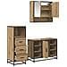 Set di mobili per il bagno con porta 3 pcs Rovere artigianale - Foto miniatura 5