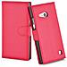 Custodia Compatibile Con Nokia Lumia 730 In Rosso Carminio - Coperchio Protettiva Con Chiusura Magnetica, Funzione Stand E Tasca Per Le Carte - Foto miniatura 3