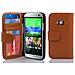 Custodia Compatibile Con Htc One M8 Mini (2.gen.) In Marrone Cioccolata - Coperchio Protettivo Con Chiusura Magnetica E 3 Slot Per Carte - Foto miniatura 3