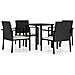 Set Da Pranzo Da Giardino 5 Pz In Polyrattan Nero - Foto miniatura 1
