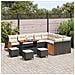 Set di Divano da Giardino 13 Pezzi  con Cuscini Nero Polyrattan Acacia, Set di Pranzo da Giardino 4 Pezzi  con Cuscini Nero Polyrattan Acacia, Divano da Giardino per 2 Persone  con Cuscini Nero Polyrattan - Foto miniatura 3