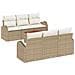 Set Divano da Giardino da 7 Pezzi con Cuscini Beige Polyrattan Acacia - Foto miniatura 1