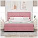 Letto a molle con materasso con led Rosa 180 x 200 cm Velluto - Foto miniatura 4